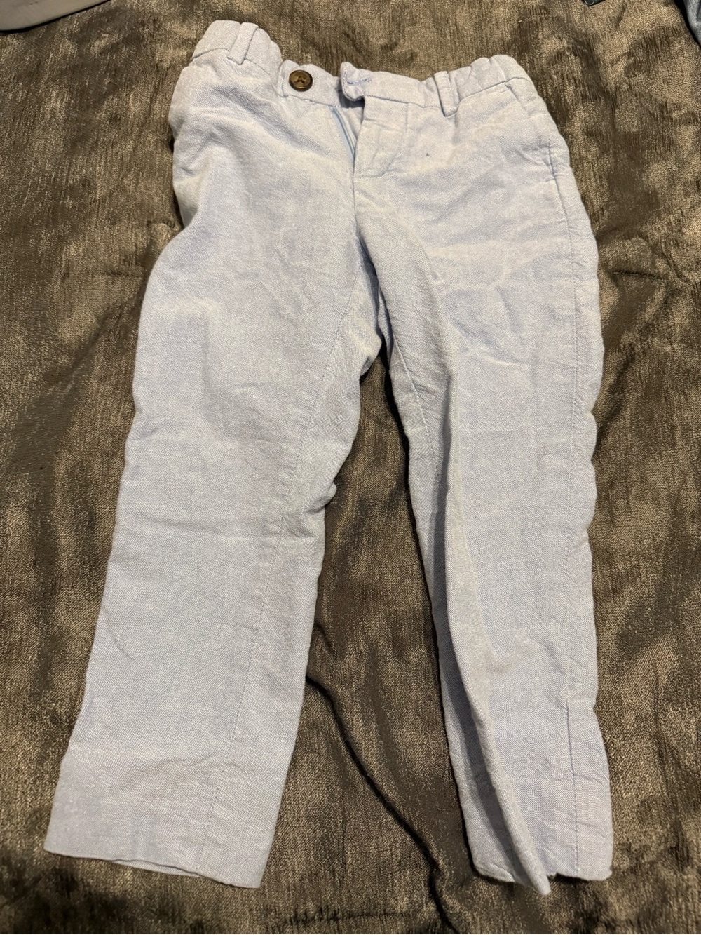 HM Boys Light Blue Chambray Dress Pants Adjustable Waist Size 3-4Y EUR 104 New